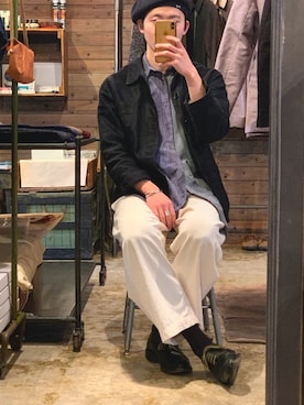 「FRANK LEDER(フランクリーダー)のアイテム(シャツ/ブラウス)」を使った、よーへーさん(メンズ・173cm)の冬コーディネート