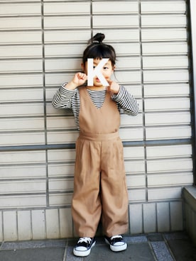 「オールスター」｜「アイテム（サロペット/オーバーオール）」を使った、kaaam*さん（キッズ・90cm）の冬コーディネート