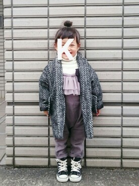 「オールスター」｜「アイテム（サロペット/オーバーオール）」を使った、kaaam*さん（キッズ・90cm）の冬コーディネート