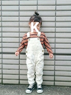 「オールスター」｜「アイテム（サロペット/オーバーオール）」を使った、kaaam*さん（キッズ・90cm）の冬コーディネート
