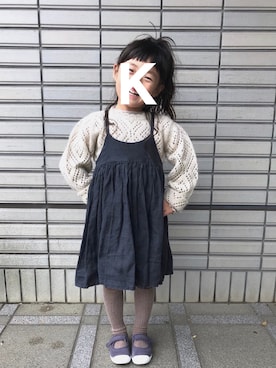 「アイテム（タイツ/ストッキング）」を使った、kaaam*さん（キッズ・100cm）の秋コーディネート