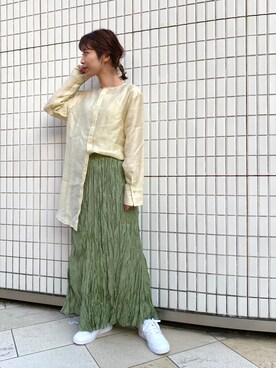 「透け素材」｜「アイテム（シャツ/ブラウス）」を使った、shibuya   mioさん（レディース・152cm）の春コーディネート