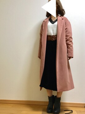 「ローリーズファーム(LOWRYS FARM)」｜「アイテム（チェスターコート）」を使った、k u r u ⭐︎* さん（レディース・150cm）の冬コーディネート