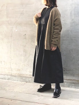 「coca（coca）（コカ）のアイテム（シャツワンピース）」を使った、k_map_styleさん（レディース・161cm）の冬コーディネート