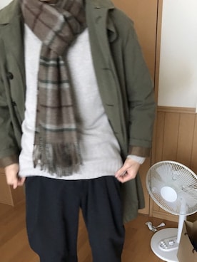 「アイテム（ステンカラーコート）」を使った、らりるさん（メンズ・168cm・20代）の冬コーディネート