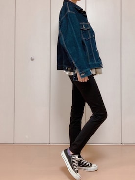 「秋のマイ旬スタイル」｜「アイテム（デニムジャケット）」を使った、なべさん（レディース・165cm）の秋コーディネート