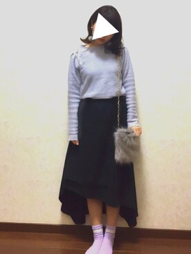 「GRL（グレイル）のアイテム（ピアス（両耳用））」を使った、miwapuuuさん（レディース・155cm）の冬コーディネート