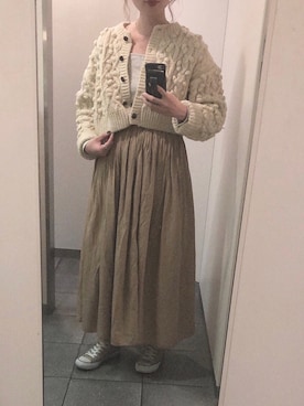 「ISOOK（アイスー）のアイテム（ニット/セーター）」を使った、emiさん（レディース・159cm）の春コーディネート