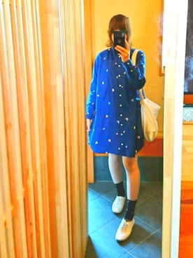 「グラニフ」｜「アイテム（シャツワンピース）」を使った、わかなさん（レディース・156cm）の春コーディネート