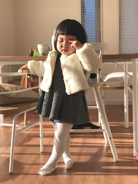 「COMME CA DU MODE（コムサデモード）のアイテム（ワンピース/ドレス）」を使った、Camelliaさん（キッズ・90cm）の冬コーディネート