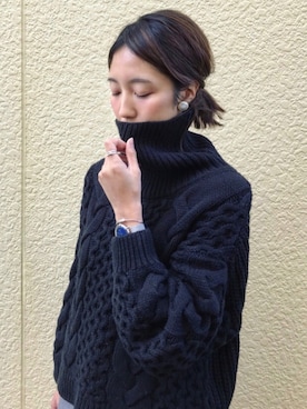 「ボリュームニット」｜「アイテム（アクセサリー）」を使った、たろ☺︎さん（レディース・165cm）の冬コーディネート