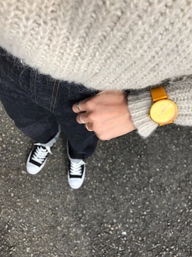 「アイテム（腕時計、イエロー系）」を使った、たろ☺︎さん（レディース・165cm）の冬コーディネート