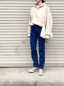 「Moname（モナーム）のアイテム（パンツ）」を使った、たろ☺︎さん（レディース・165cm）の春コーディネート