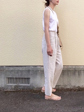 「HANES（ヘインズ）の【Hanes FOR BIOTOP】Sleeveless T-Shirts（Tシャツ/カットソー）」を使った、たろ☺︎さん（レディース・165cm）の夏コーディネート