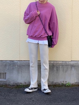 「BEAUTY&YOUTH UNITED ARROWS（ビューティーアンドユースユナイテッドアローズ）のBY コットンリブ ピグメントパンツ2о（その他パンツ）」を使った、たろ☺︎さん（レディース・165cm）の秋コーディネート