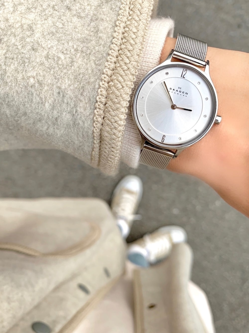 「スカーゲン、SKAGEN、myskagen、フリース、フリースジャケット、PR」｜「SKAGENの【What time? NO.016 掲載】ANITA　SKW2149（アナログ腕時計、シルバー系）」を使った、たろ☺︎さん（レディース・165cm）の秋コーディネートの1枚目の写真