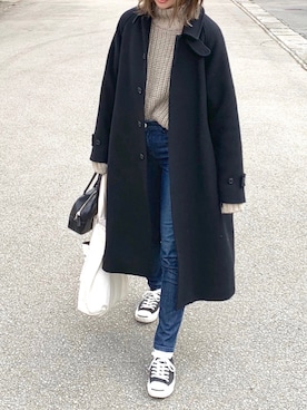 「Steven Alan（スティーブンアラン）のアイテム（ステンカラーコート）」を使った、たろ☺︎さん（レディース・165cm）の冬コーディネート