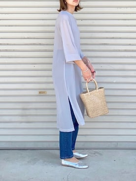 「Moname（モナーム）のアイテム（パンツ）」を使った、たろ☺︎さん（レディース・165cm）の夏コーディネート