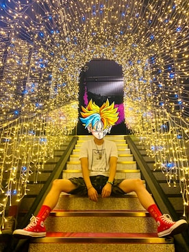 「NIKE（ナイキ）のアイテム（Tシャツ/カットソー、ホワイト系）」を使った、Kyrie文_さん（メンズ）の夏コーディネート