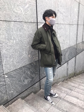 「CONVERSE（コンバース）のCONVERSE コンバース オール スター オックス / ALL STAR OX(BLACK) 32160321（スニーカー）」を使った、めりーさん（メンズ・170cm・20代）の冬コーディネート
