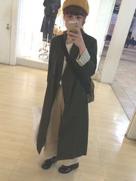 「Crisp（クリスプ）のアイテム（ニットキャップ/ビーニー）」を使った、ちこさん（レディース・153cm）の秋コーディネート