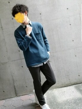 「ダニエルウェリントン」｜「アイテム（スウェット）」を使った、キイロトリ🐥さん（メンズ・174cm）の秋コーディネート