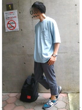「Manhattan Portage」｜「アイテム（スラックス）」を使った、キイロトリ🐥さん（メンズ・174cm）の夏コーディネート