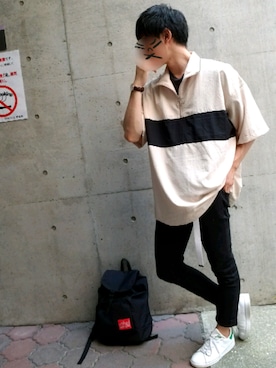 「Daniel Wellington（ダニエルウェリントン）の【Daniel Wellington】レザーバンド３６ＭＭ（アナログ腕時計）」を使った、キイロトリ🐥さん（メンズ・174cm）の夏コーディネート