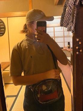 「古着のアイテム（ポロシャツ、ベージュ系）」を使った、meiさん（レディース・162cm）の夏コーディネート