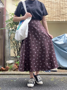 「無印良品（ムジルシリョウヒン）のアイテム（スニーカー、ブラック系）」を使った、meiさん（レディース・162cm）の秋コーディネート