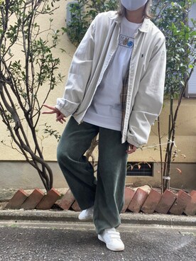 「古着のアイテム（ジャケット/アウター、ベージュ系）」を使った、meiさん（レディース・162cm）の秋コーディネート