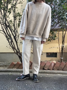 「kutir（クティール）の【３点セット】kutirスタイルセット（フリーサイズ）（スウェット、ベージュ系）」を使った、meiさん（レディース・162cm）の冬コーディネート