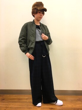 「Right-on（ライトオン）のアイテム（ブルゾン）」を使った、azuさん（レディース・159cm）の冬コーディネート