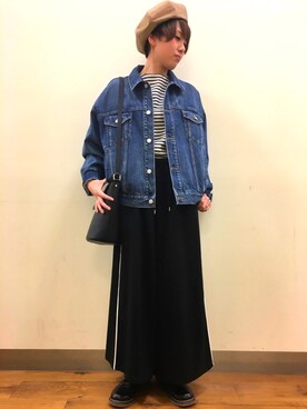 「スプリングSENSEOFPLACE」｜「アイテム（ハンチング/ベレー帽）」を使った、azuさん（レディース・159cm）の春コーディネート
