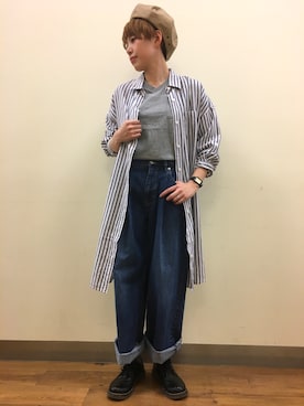 「Right-on（ライトオン）のアイテム（シャツワンピース）」を使った、azuさん（レディース・159cm）の春コーディネート