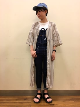 「Lee（リー）のアイテム（サロペット/オーバーオール）」を使った、azuさん（レディース・159cm）の夏コーディネート