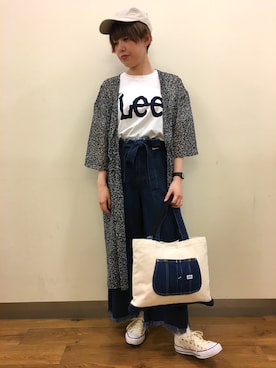 「Right-on（ライトオン）のアイテム（シャツワンピース）」を使った、azuさん（レディース・159cm）の夏コーディネート