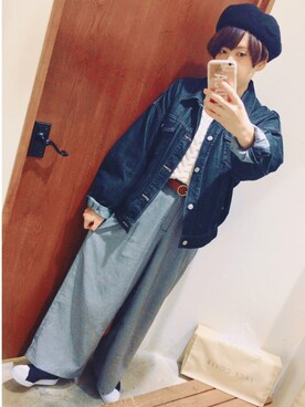「nice claup」｜「アイテム（デニムジャケット）」を使った、azuさん（レディース・159cm）の秋コーディネート