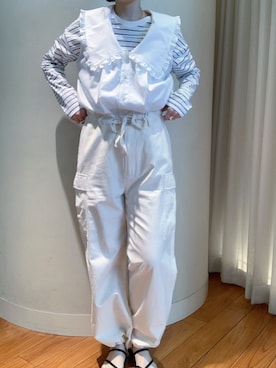 「Rie Miller（リエミラー）のアイテム（カーゴパンツ）」を使った、nol sachieさん（レディース・160cm）の春コーディネート