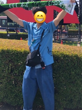 「にゃー（ニャー）のアイテム」を使った、ヤバさわさん（メンズ・170cm）の夏コーディネート
