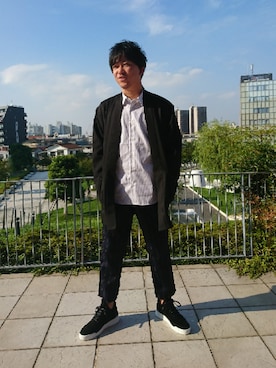 「FILLING PIECES（フィリングピース）のアイテム」を使った、三浦準矢さん（メンズ・166cm）の夏コーディネート