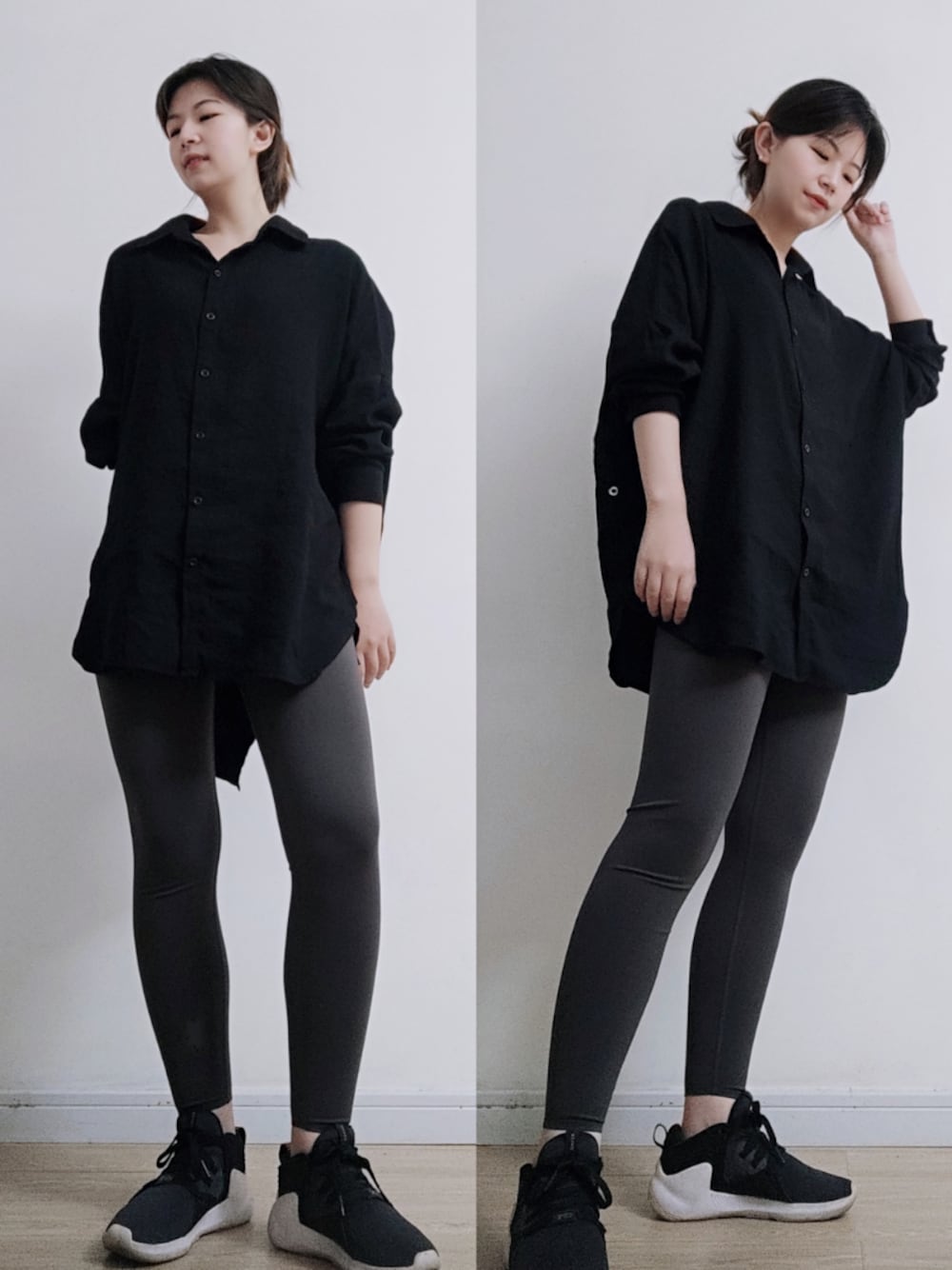 「ootd、夏、black、日系极简、运动搭配」｜「UNIQLOのアイテム（その他パンツ、グレー系）」を使った、Akiko.chenさん（レディース・165cm）の夏コーディネートの1枚目の写真