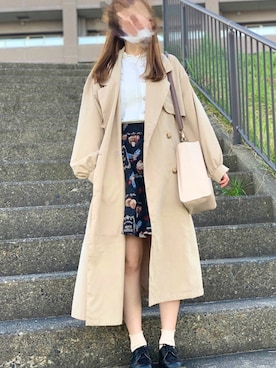 「kutir（クティール）のアイテム（トレンチコート）」を使った、chaさん（レディース・164cm）の春コーディネート