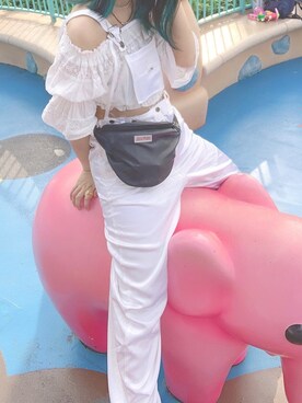「ohpearlのアイテム（ボディバッグ/ウエストポーチ、ブラック系）」を使った、Natsukiさん（レディース・152cm）の秋コーディネート