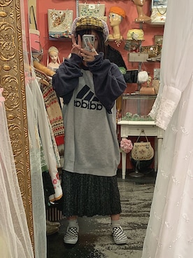 「マキシスカート」｜「アイテム（スリッポン）」を使った、Natsukiさん（レディース・152cm）の冬コーディネート