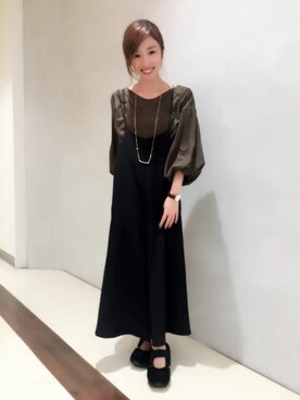 「ジーナシス」｜「アイテム（サロペット/オーバーオール）」を使った、JEANASIS浜松メイワン店STAFFさん（レディース・160cm）の秋コーディネート