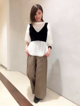 「ジーナシス」｜「アイテム（キャミソール）」を使った、JEANASIS浜松メイワン店STAFFさん（レディース・160cm）の秋コーディネート