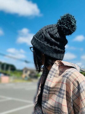 「RETRO GIRL（レトロガール）のアイテム（ニットキャップ/ビーニー）」を使った、こあさん（レディース・157cm）の秋コーディネート