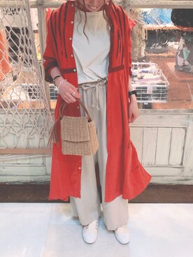 「おうちスタイル」｜「アイテム（シャツワンピース）」を使った、sさん（レディース・163cm）の春コーディネート