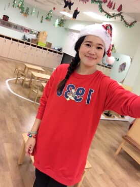 「アイテム（つなぎ/オールインワン、レッド系）」を使った、Kaitlyn Liuさん（レディース・163cm）の夏コーディネート
